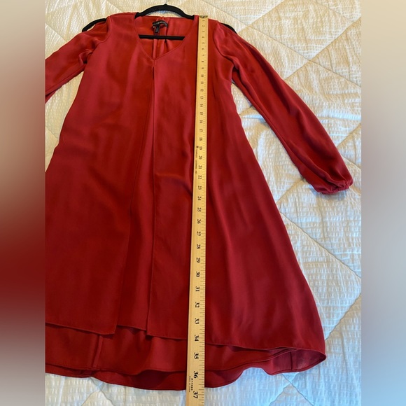 White House Black Market Split-Front, Long Sleeve Red S
Dress; Size: 0

O-4 - Picture 7 of 11